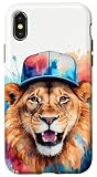 Fácil instalación Carcasa para iPhone X/XS León Gorra Snapback Leones Colorido Gracioso Estampada