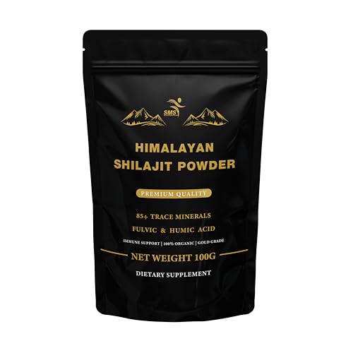 Shilajit Pure Himalayan Shilajit Powder - Gold Grade 100% Pure Shilajit with Fulvic Acid & 85+ Trace Minerals Complex for Energy & Immune Support - 100g