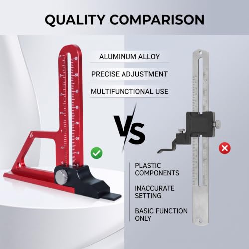 MAJONMMERD Altimètre de Scie à Table, Jauge de Hauteur et de Profondeur en Alliage D'aluminium CNC de Précision avec Double échelle, pour Scie à Table et de Toupie, 0 à 60 – vue 7