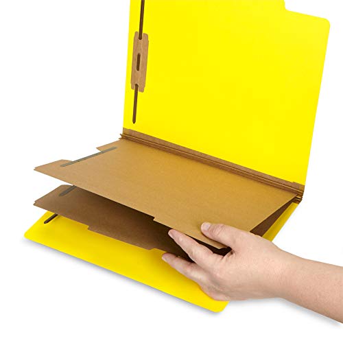 10 Yellow Classification Folders, 2 Divider, 2 Inch Tyvek Expansions, Durable 2 Prongs Designed To Organize Standard Medical Files, Law Client Files, Office Reports, Letter Size, Yellow, 10 Pack #TOP2