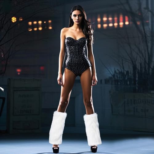 Fur Leg Warmers Faux Fur Fluffy Leg Warmers, Fuzzy Over Boot Costume for Women Girls, Winter Long Boot Sleeves 6