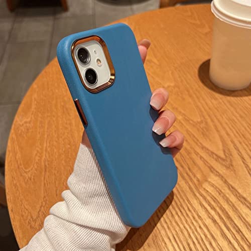 Coque antichoc iPhone 12 Pro en cuir bleu protection mince business