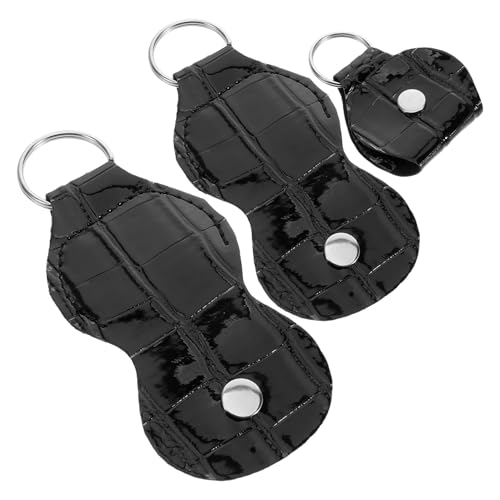 Yardwe 3pcs Portable Leather Guitar Pick Holder Keychain Lightweight Storage Box for Guitar Picks Convenient Accessory Multi Color Options