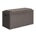 Greesum 100 Gallon Resin Deck Box Large Outdoor Storage with Cushions for Patio Furniture, Garden Tools, Pool Supplies, Weatherproof and UV Resistant, Lockable, Dark Brown