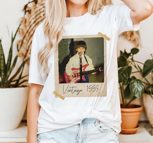 Custom Vintage 30th Birthday Photo and Year Shirt, Custom Shirt with Picture, Personalized 30th Birthday Gift Vintage Est 1995 Birthday Party Tshirt Multi3