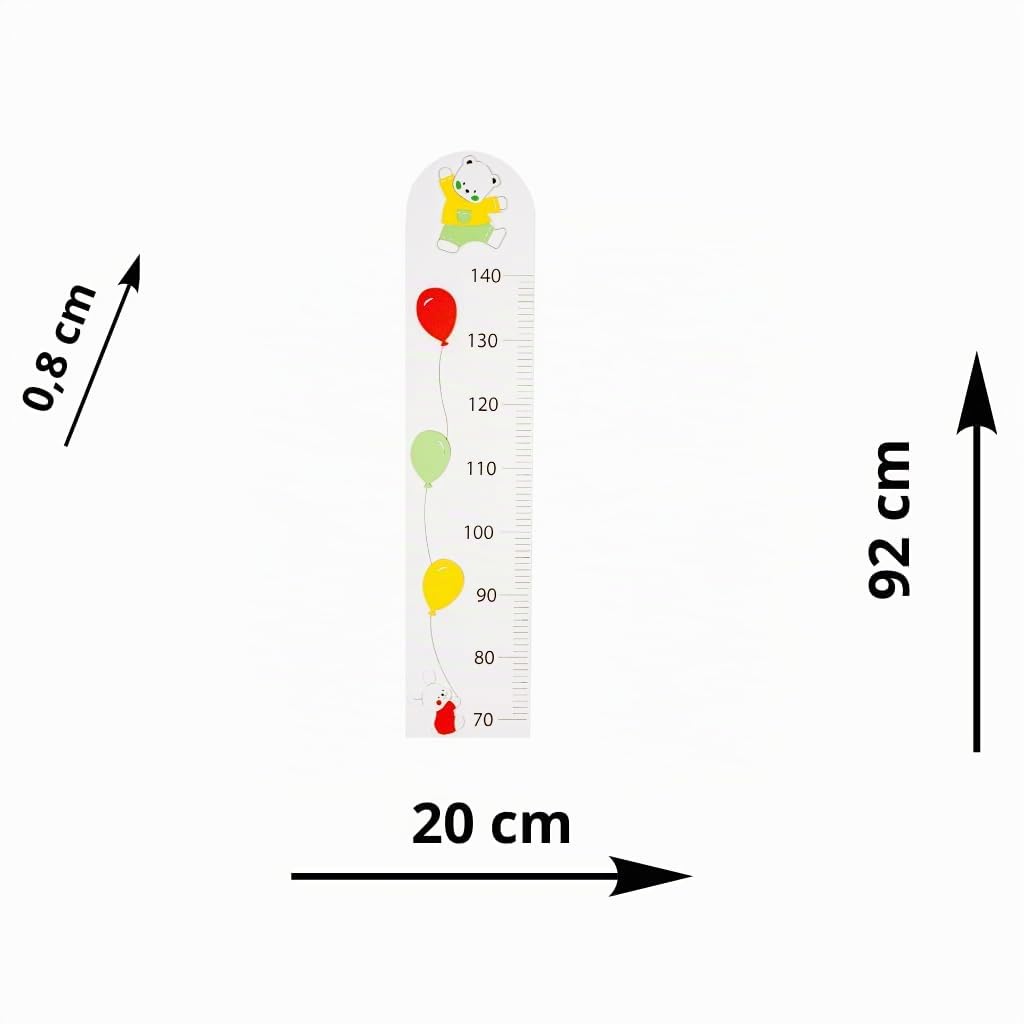 Botter Luigi | Legno Artigianale Made in Italy | Metro Crescita Bambini Modello Poppy Multicolore | Scala 70-140 cm | Elementi in Rilievo