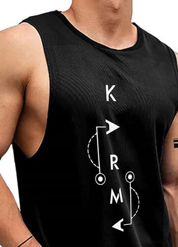 Image of AUSK Men Vest || Gym Tshirt for Men || Karma Printed Sleeveless Regular Fit T Shirt for Mens