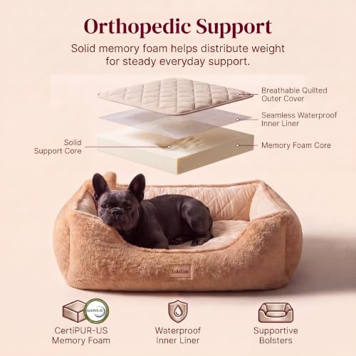 Cooling Orthopedic Dog Bed Medium Size Dogs - Memory Foam for Joint Pain & Arthritis, Comfort Pet Bed w/Washable Removable Cover & Waterproof Liner, Dog Couch w/Raised Bolster & Non-Slip Base - Image 5