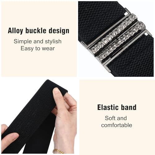 Wide Elastic Belts For Women Black Vintage Stretch Cinch Waist Belt Stretchy Women's Wide Elastic Belt For Dresses3