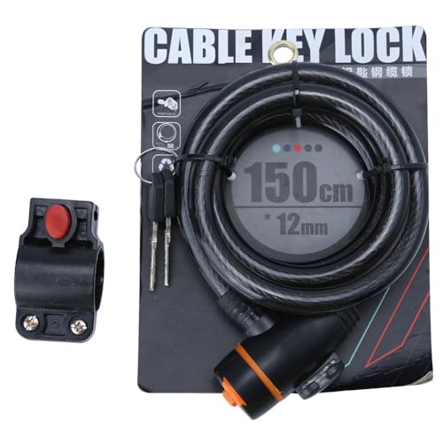 YIZISECCE Candado para bicicleta, candado para motocicleta, cable de alambre de acero entrelazado, cabezal de bloqueo anticorrosión de aleación de zinc, cilindro de grado C, (Negra)