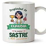 MUGFFINS Tazas Personalizadas para SASTRE mujer - En Español - Propiedad de - 11 oz / 330 ml - Regalo Personalizable original y divertido