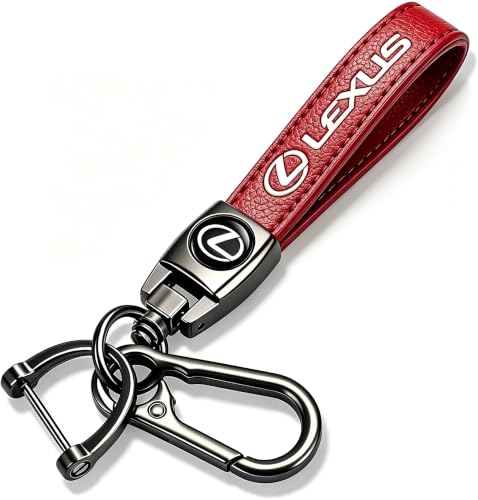 Image of Leather car Keychain 08 Set for Men and Women Family Present Keychain Key Ring Lanyard (red)