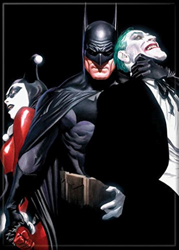 Ata-Boy DC Comics Alex Ross Batman, Joker y Harley Quinn Imán de 6,35 x 8,9 cm para frigoríficos y taquillas