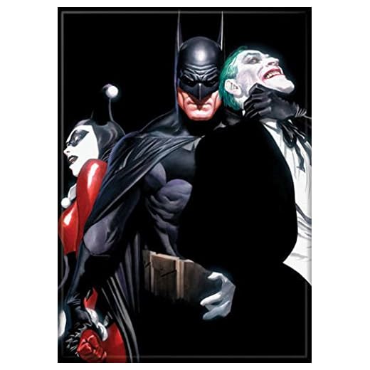 Ata-Boy DC Comics Alex Ross Batman, Joker y Harley Quinn Imán de 6,35 x 8,9 cm para frigoríficos y taquillas