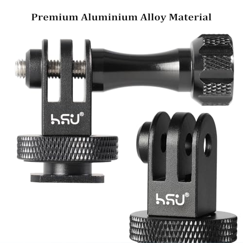 Image of HSU Aluminum Cold Shoe Mount Adapter, 1 /4-20 Screw Hole Tripod Mount Adapter for GoPro Hero 13 /12 /11 /10 /9 /8 /7 /6, DJI Osmo Action, Applicable for Tripod Selfie Stick Monopod and DSLR Camera Flash