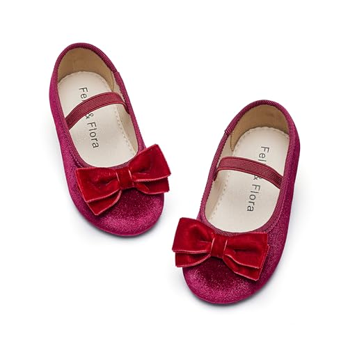 Image of Felix & Flora Toddler Flower Girl Dress Shoes - Girl Ballet Flats Party School Shoes Wedding