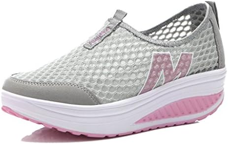 L LOUBIT Women Sneakers Comfort Slip On Wedges Shoes Breathable Mesh Walking Shoes for Women 3308 Grey 42