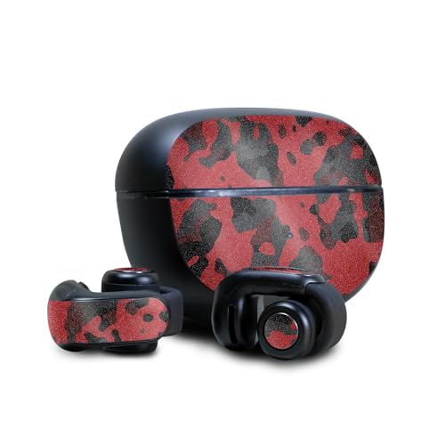 Image of Glossy Glitter Skin Compatible with Bose Ultra Open Earbuds - Red Modern Camo - Premium 3M Vinyl Protective Wrap Decal Cover - Easy to Apply | Crafted in The USA by MightySkins