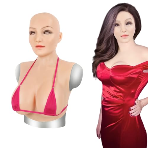 JYACANS Crossdresser-Silikonbrüste mit weiblicher Maske, realistische künstliche Brüste Brustplatte D E Cup (Silicone E cup,01)