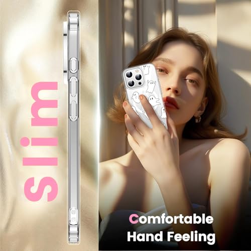 Houdqklee Magnetic Ghost Phone Case for iPhone 14 Pro, Cute Kawaii Halloween Case Compatible with MagSafe,Wireless Slim Clear Phone Cover for iPhone 14 Pro - image 4