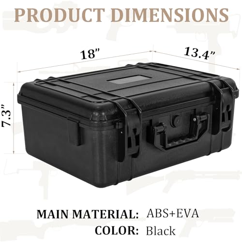 Image of TSA Approved Gun Pistol Case Waterproof Handgun Case with Pre-Cut EVA Foam Shockproof Travel Carrying Hard Shell Case Included Silica Gel Canister, Black