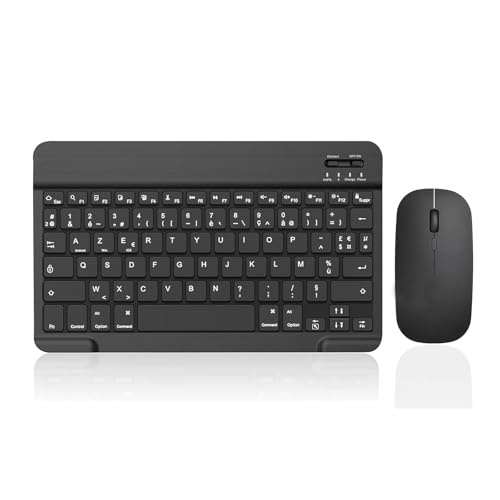 XOKUWU Clavier et Souris Bluetooth pour iOS, Android et Windows, [AZERTY Français] Clavier et Souris Bluetooth Tablette Compatible avec...