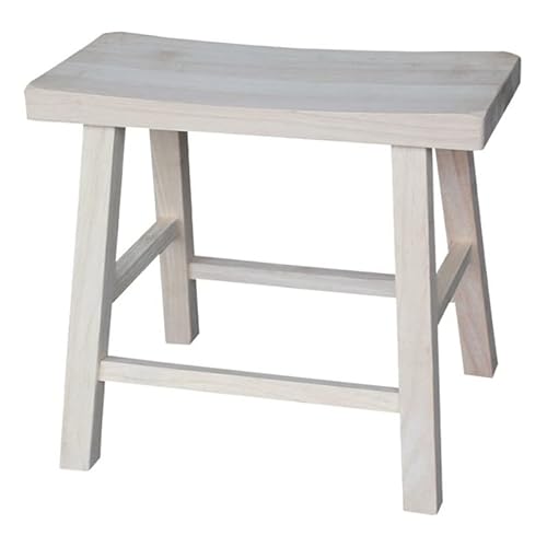 Pemberly Row Unfinished Natural Wood Saddle Seat Stool, Small Footrest For Living Room #TOP23