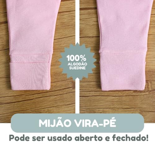 Kit 4pç Roupa De Bebê Body Manga Longa E Mijão Menina (Menina, P)