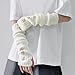 Feelorna Women's Arm Warmers, Fashion Warm Knitted Arm Warmers Cute Long Fingerless Gloves Y2k Arm Sleeve with Thumb Hole (White)
