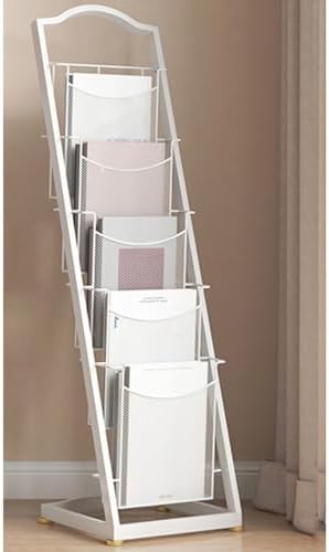 Durable Metal Floor Literature Stand with Multiple Pockets - Organize Newspapers, Magazines & Brochures - Ideal for Offices, Libraries, Waiting Areas & Public Spaces - Perfect Storage Solution