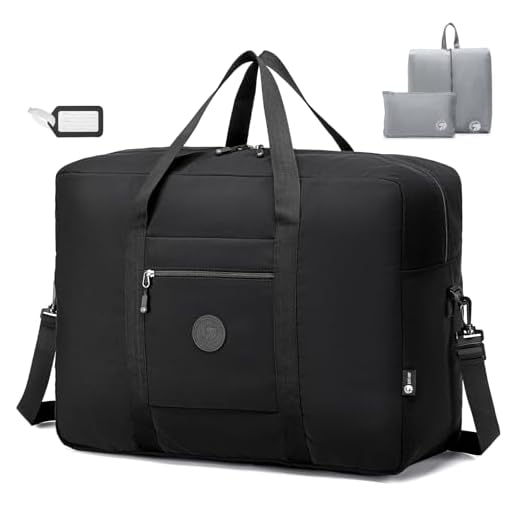 BAGROUPS Bagaglio a Mano 55x40x20 Ryanair Lufthansa Tui Airways Cabin Bag 45L Grande Scalabile Borsone da Viaggio per Aereo Weekend Sportiva Impermeabile Uomo Donna per Borsa Palestra Pieghevole Nero