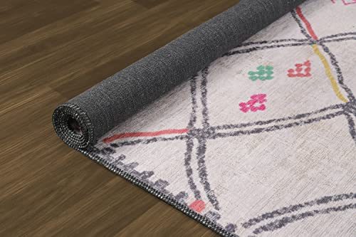 Lena Rug Modern Trellis Machine Washable Area Rug 8X10 For Living Room Bedroom Kitchen Dining Room Beige #TOP4