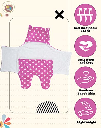 Image of New Born Multi-Purpose Baby Boy's and Baby Girl's Blanket and Sleeping Bag (Pink Dot, 0-6 Months)