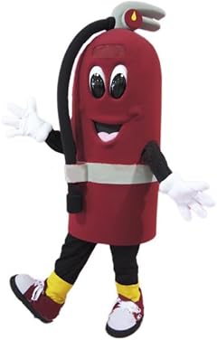 Red Fire Extinguisher Mascot Costume for Adults Men Women with Built-in Fan Inside the Head