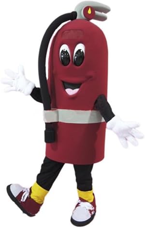 Red Fire Extinguisher Mascot Costume for Adults Men Women with Built-in Fan Inside the Head