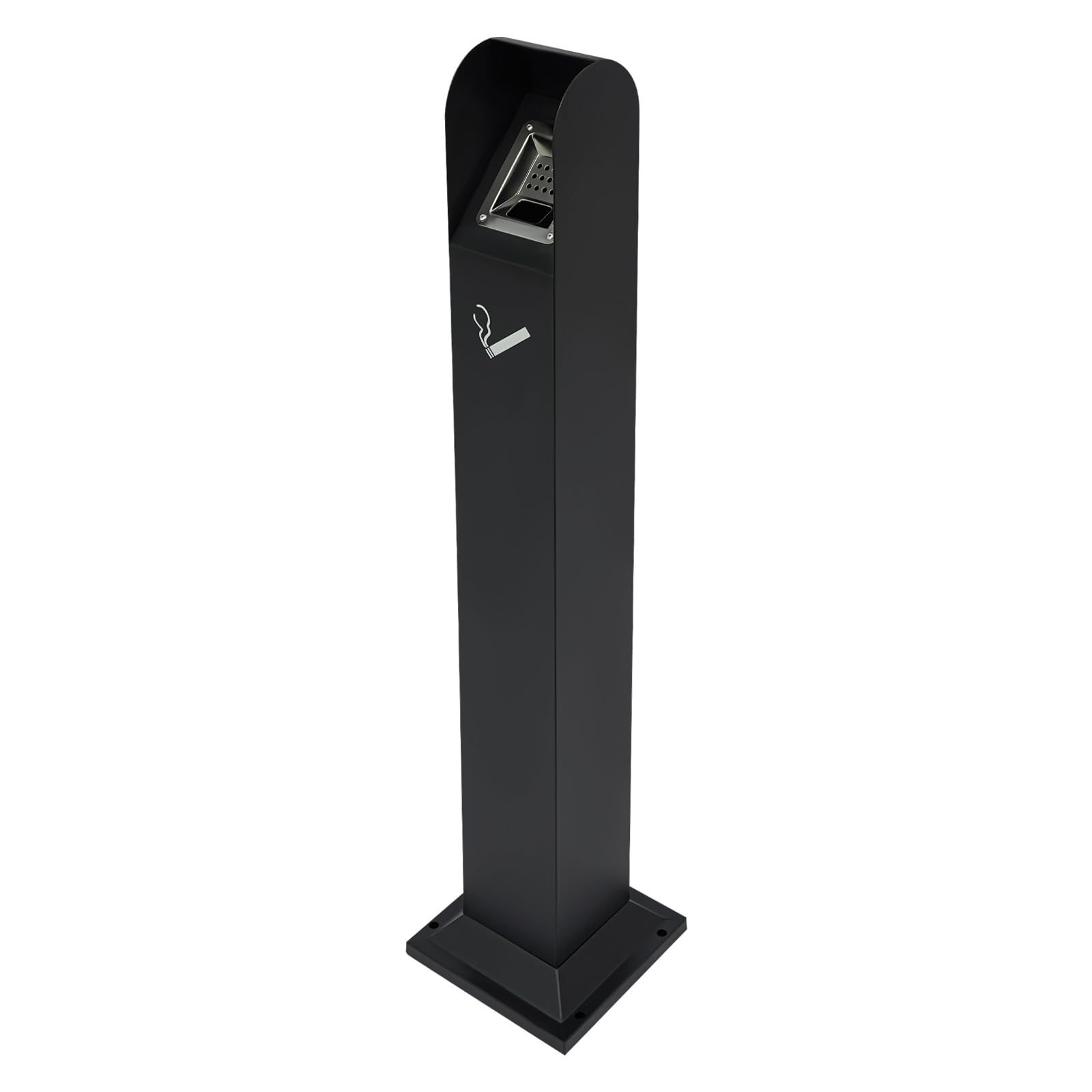 Standaschenbecher für Draußen, 110cm Hoch - Wetterfester & Abschließbarer Outdoor Aschenbecher aus Metall mit Löschplatte und Bodenplatte - Großer Aschenbecher für Garten, Restaurant, Hotel (Schwarz)