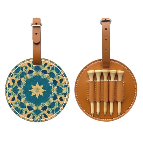 Quadrangle pattern Brown Printed golf tee storage bag - portable design, easy to organize tee