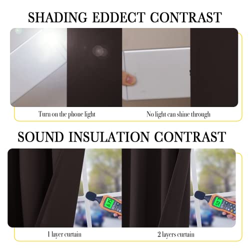 Image of NICETOWN High-End Thermal Curtains, Full Blackout Cold Reducing Curtains 84 Inches Long for Dining Room, Soundproof Window Treatment Drapes for Living Room, Coffee Brown, 42 inch Wide Per Panel, 2 Panels