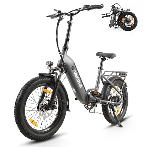 VAKOLE VT4 E-Bike Klapprad 20 Zoll Elektrofahrräder mit 36V 13Ah Akku, 20x3.0 Zoll Reifen Fatbike, EU-konformes Ebike für Herren Damen