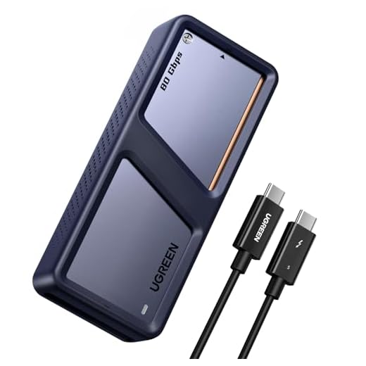 UGREEN 80 Gbps Boîtier M2 SSD NVMe Compatible avec Thunderbolt 5, Thunderbolt 4 et USB 4 Adaptateur Disque Dur Externe Aluminium M.2 2280 pour Windows, Linux, MacOS, Câble Inclus Supporte Trim