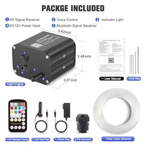Image of 20W Twinkle Starlight Headliner Kit, Star Lights for Car Roof & Home Decoration, Fiber Cable 800pcs*0.03in*13.1ft Star Light Headliner with Bluetooth APP /Remote Control /Music Mode