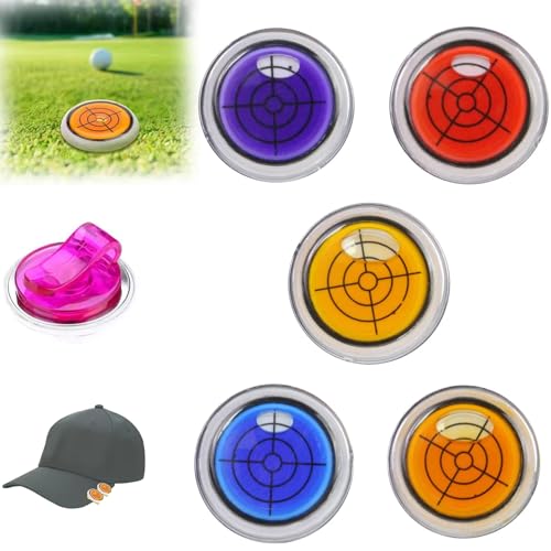 Marqueur de balle de golf anti-erreur de pente avec niveau à bulle et clip rond