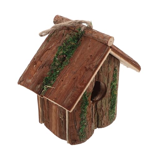 HYTROVE 吊り下げ 鳥 ハウス 木 樹皮 コテージ 鳥小屋 庭 コテージ 鳥小屋