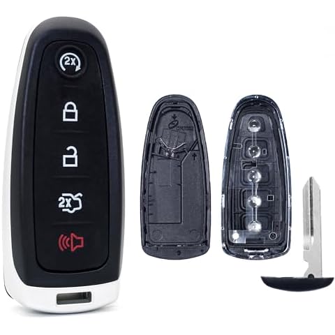 Key Fob Shell Case Replacement Fits for Ford Edge Explorer Focus Taurus Flex Expedition Lincoln MKS MKT MKX Navigator 2011 2012 2013 2014 2015 2016 2017 Keyless Entry Remote Control 5 Button Pad Cover Cover