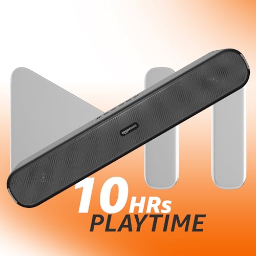 Image of amazon basics X12 16W Bluetooth Soundbar with 1200 mAh Battery | 2X Bass | Up to 10 hrs of Playback | Bluetooth 5.3, Aux & USB Connectivity (Black)