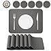 BANNIO 6er Set Tischsets Abwaschbar,Abwischbar Lederoptik Platzset und Untersetzer,Wasserdicht PVC Platzdeckchen Tischset für Hause Küche Restaurant und Hotel,41x31cm,Dunkelgrau
