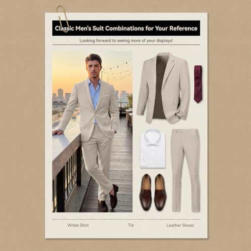 Image of Mens 2 Piece Suit Slim 2 Button Prom Suit Jacket Pants Tuxedo Set
