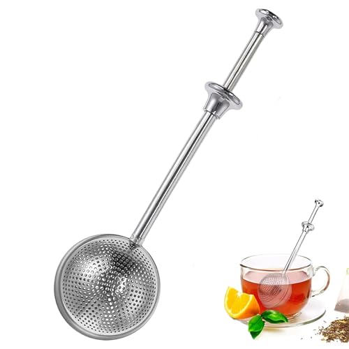 Stainless Steel Long Handle Tea Ball, Tea Infuser for Loose Leaf Tea, Reusable Fine Mesh Interval Diffuser, Easy One-Hand Operation Design, Food-Grade 304 StainlesTea Strainers for Loose Tea