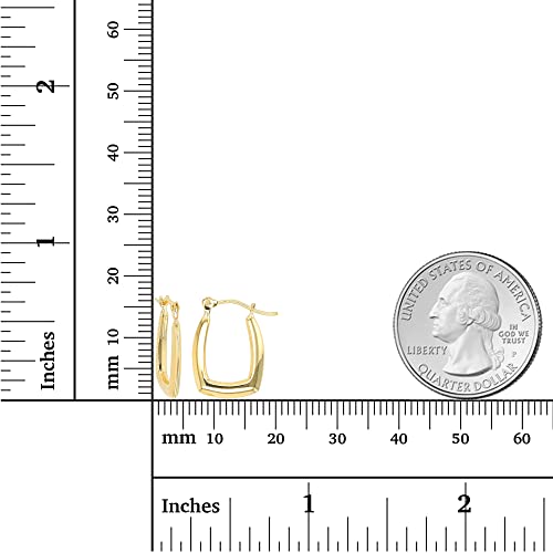 14K Yellow Gold 2mm Thick Hoop Earrings with Hinged Clasp | Bamboo, Channeled, Square, Oval And U Shaped | Hypoallergenic Hoops For Sensitive Ears | Solid Gold Earrings For Women3