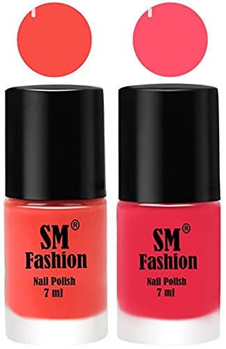 Image of Long Lasting Nail Polish | Nail Paint Combo 7 ml Each) - Set of 2 Coral-Dark Pink